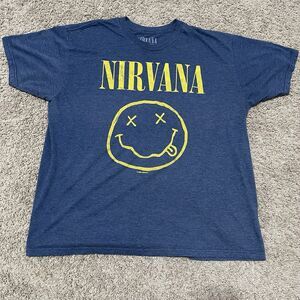 Nirvana Shirt Extra Large Blue Infamous Smiley Face Logo Nevermind Grunge 2020